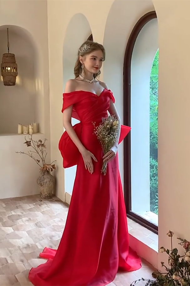 Off Shoulder Red  Long Mermaid Prom Dresses, Lovely Long Prom Dresses, 2021 Prom Dresses