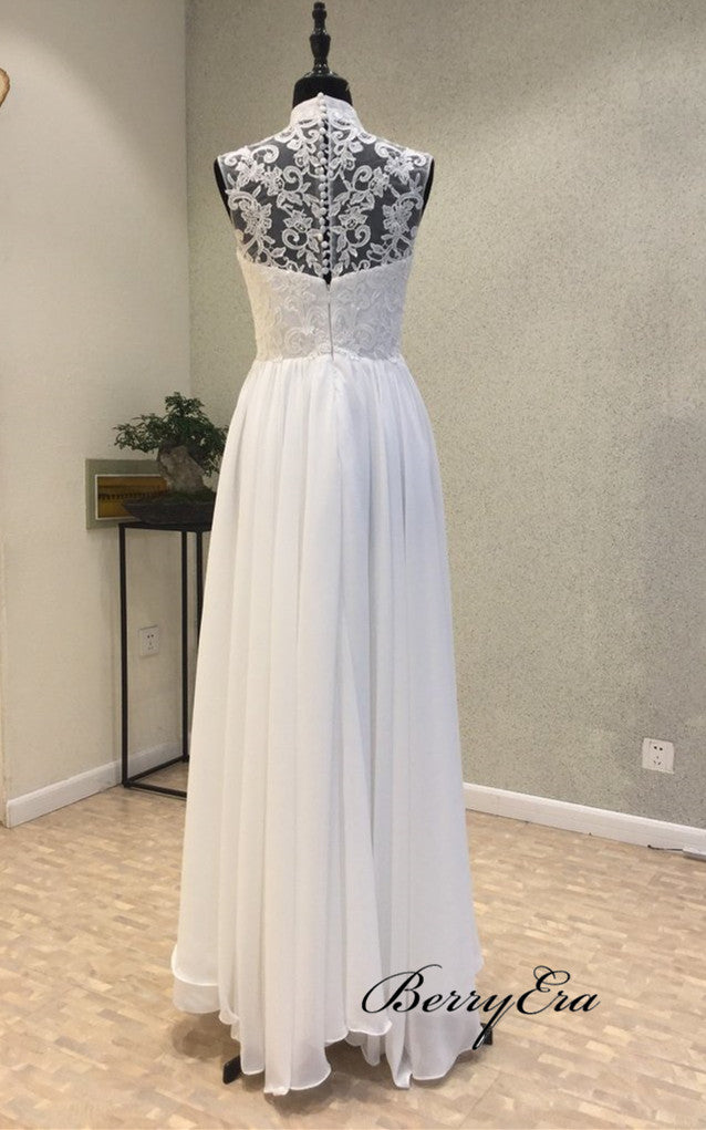 High Neck Design Wedding Dresses, Simple Wedding Dresses, Cheap Wedding Dresses