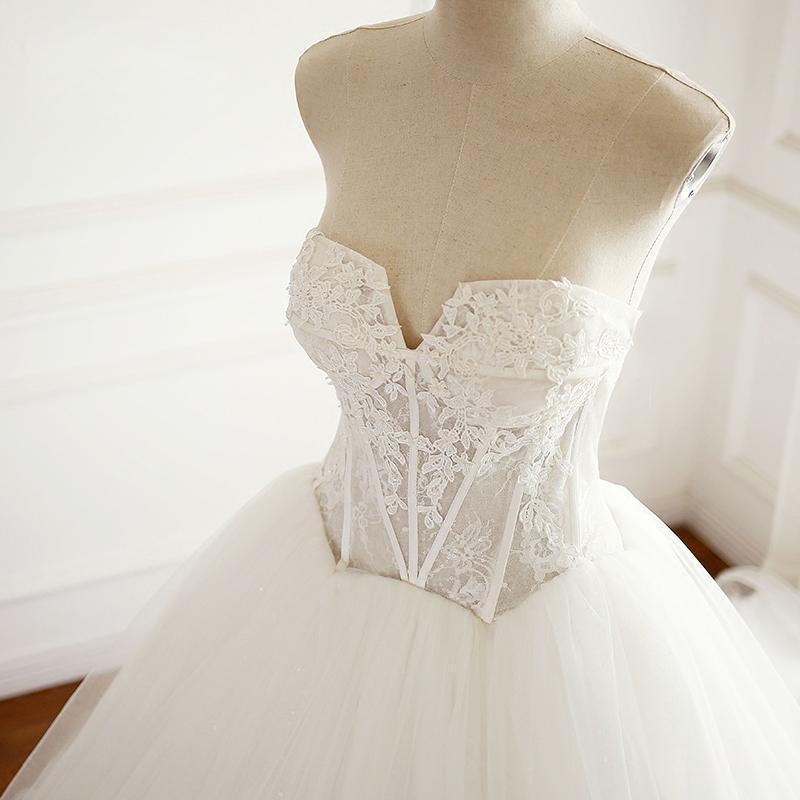 Sweetheart Lace Tulle Long Wedding Dresses