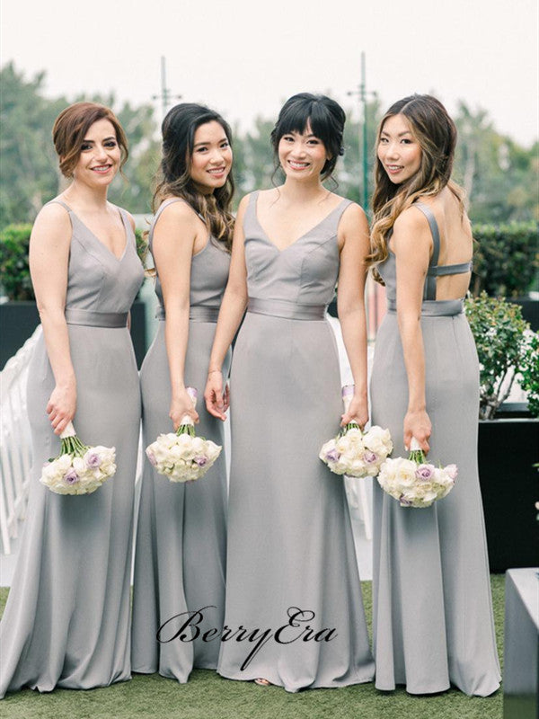 Elegant Popular Bridal Bridesmaid Dresses, Fancy Straps Bridesmaid Dresses